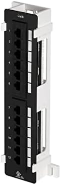 12-портов Вертикална премина панел Cat6 Mini Monoprice (вид 110) (568A/B)