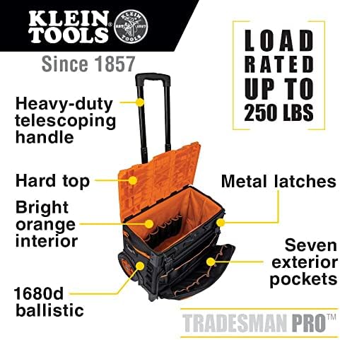 Чанта за инструменти Klein Tools 55473RTB на колела, Търговец Pro Tool Master, Номинален товар 250 паунда