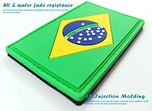 JBCD Нашивка с флага на Бразилия, бразилският тактическа нашивка - PVC Гумена нашивка с цип кука и контур (2 опаковки)