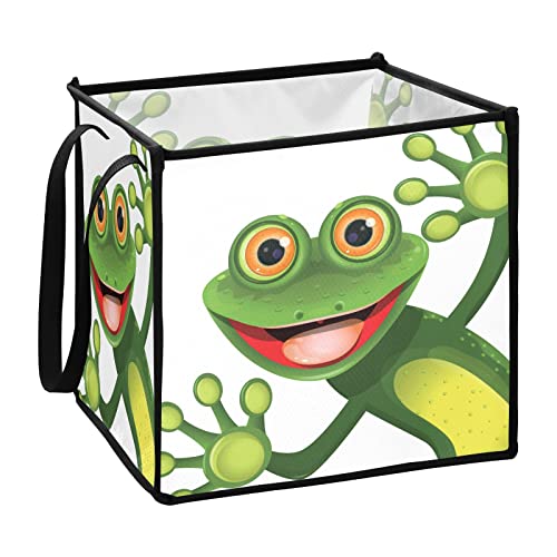 Зелена Жаба Кошница За Съхранение Сгъваема Кошница За Съхранение на Играчки Куб Кошница за Дрехи Водоустойчив Детска Количка