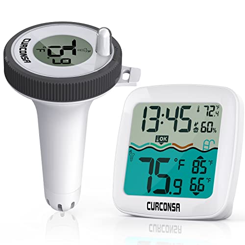 Безжичен Термометър за басейн, Плаващ Термометър за басейна CURCONSA, Лесен за Разчитане Цифров Термометър