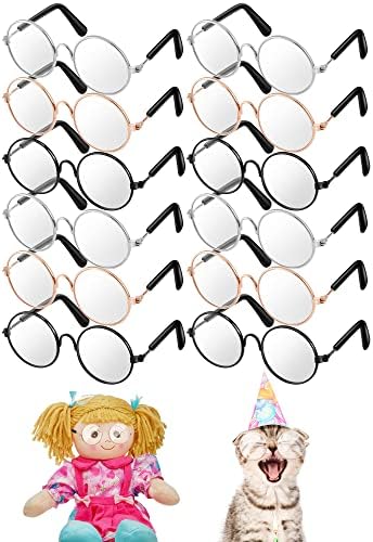Малки Куклени Очила в Метални Телени Рамки, Очила с прозрачни Лещи, Тъканно Кукла, Очила за обличане, Класически Ретро Мини-Слънчеви