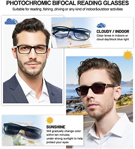 Мъжки Фотохромичните Бифокални Очила за четене OCCI CHIARI с Квадратна Прехода, Слънчеви Очила с защита от Uv