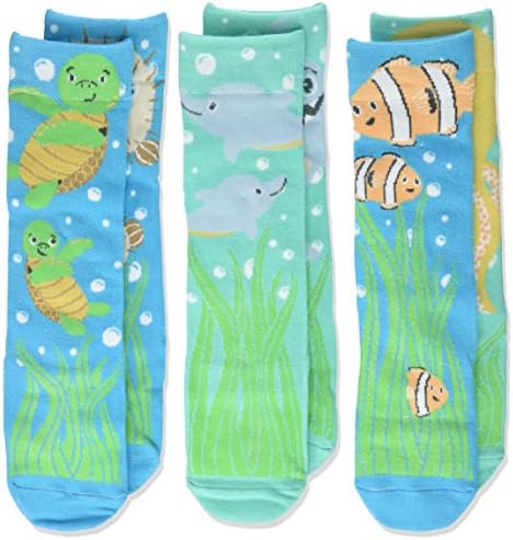 DEMDACO Under the Sea/ Бебешки чорапи до коляното от еластичен памук 18-36 месеца, комплект от 3