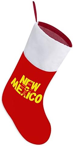 Коледни Чорапи с Флага Ню Мексико, Червени Кадифени Чорапи с Бял Пакет шоколадови Бонбони, Коледни Украси и Аксесоари