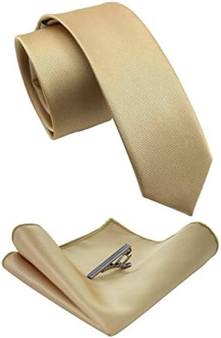 Мъжки Комплекти JEMYGINS 2,4с Однотонным тясна вратовръзка и тромаво джоб с щипка за вратовръзка (6 см)