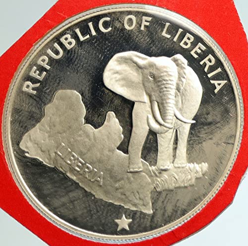 1977 LR 1977 Карта на щата ЛИБЕРИЯ с антични винтажной БИРКОЙ под формата на Слон, за 5 долара, е Добра, несертифицированная