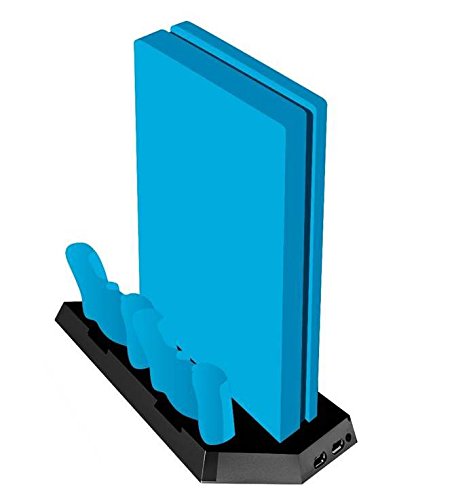 Indeca PS4 Тънка Вертикална Поставка за охлаждане и зареждане с USB възел