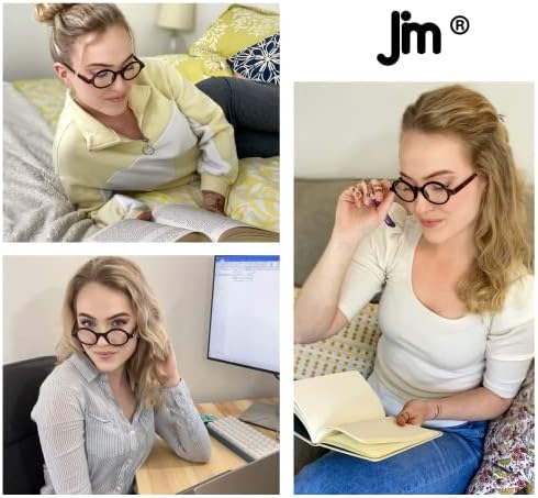 JM Комплект от 4 Кръгли Очила за четене с Пружинным тръба на шарнирна връзка, Мъжки и Женски Очила за четене