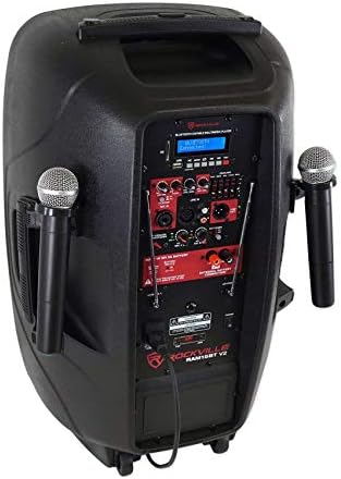 Rockville 15 Акумулаторна диджейский високоговорител с мощност 800 W, 2 Микрофона, Bluetooth (RAM15BT V2)