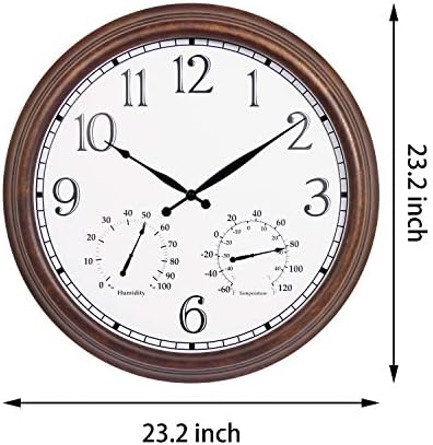 23-инчови метални Стенни часовници Bestime за помещения и на улицата с термометър и Гигрометром. Устойчив на атмосферни