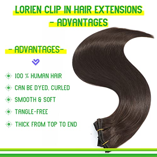 ЛОРИЕН Скоба за Удължаване на косата от Истински човешки коси 18 инча, 100 г 2 опаковки ( 1Б Натурален Черен