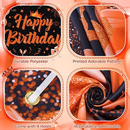 Оранжев Банер за парти по случай рождения Ден на Украса на Голям Оранжев Черен честит Рожден Ден на Вратата