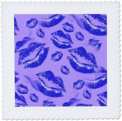 3 Начертайте Два Целувка На пересеченных устните си С Ярко изображение, Сини устни - Квадрати одеяла (qs_357236_1)