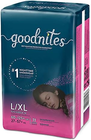 Goodnites, Бельо за момичета, което води до Нощно напикаване, L/XL, 11 Карата