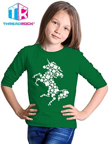 Детска тениска Threadrock с Единорогом от Детелина, Посветена на Деня на Св. Патрик, Младежка Тениска с дълъг ръкав