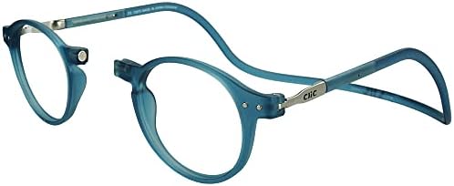 Магнитни очила за четене Clic, Компютърни Ридеры, Сменяеми лещи, Регулируеми лък тел, Бруклин, (S-M, Jean Blue, увеличаване