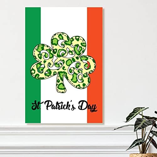 Дървена Табела С Надпис Знаме на Ирландия Леопардовый Каре Щастлив Знак на Детелини на Деня на Св. Патрик Зелена