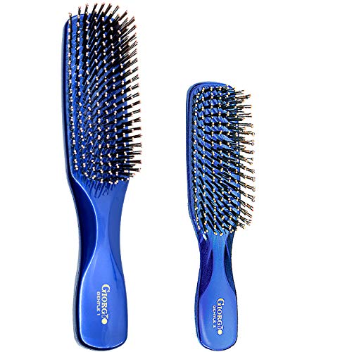 Giorgio GIO1-2B Синьо Комплект от 2 четки за коса Нежно Докосване Detangler за мъже, жени и деца. Мека четина за чувствителна