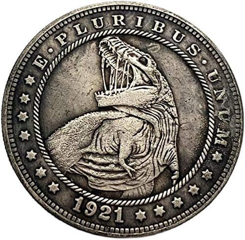 1921 Блуждающая Монета Динозавър Тиранозавър Рекс Любима Монета Възпоменателна Монета Сребърно Покритие Биткоин Айта