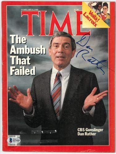 Дан Разер подписа пълен списание Time 8.02.1988 - Холограма Бекет / БАН Q75435 Удостоверяване Бекет - Телевизионни дневници