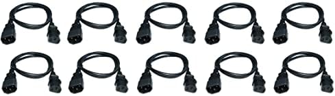 Захранващ кабел RiteAV C13 - C14, 14AWG, 15 Ампера / 250 Волта, отговаря на стандартите на SJT, UL, CSA, RoHS, Черен