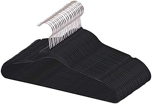 Най-добрите, Трайни и нескользящие закачалки за костюми/дрехи от флока от черна стомана, за помещения (опаковка от 25 парчета)
