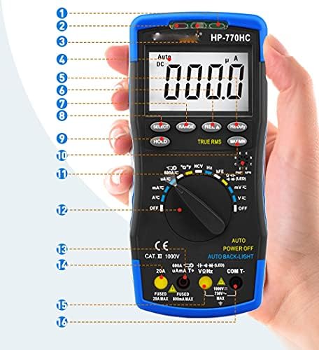 ZLXDP Цифров Мултицет с автоматичен обхват за измерване на напрежение ac dc Измерване на Температура/Честота/Работния