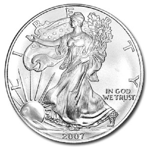 2007-1 Унция Американски Сребърен Орел с нисък фиксиран лихвен процент за доставка. 999 тънки сребърни долара,