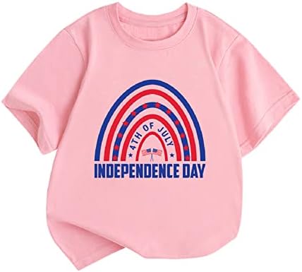 Летни Тениски с Писмото Принтом на Деня на Независимостта за Малки Момчета и Момичета С Къс Ръкав, Блузи, къси Панталони