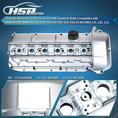 Комплект от алуминиева капачка на вентила HSPSWIFTER Upgrade с уплътнение и болтове, подходящи за E39 E46 E53 E36 X5 525i 528i
