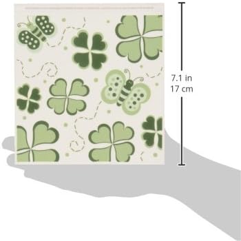 3dRose ht_77558_2 Поялник с шарени пеперуди и централи в зелено-бял цвят на термопереносе за бял материал, с размери 6