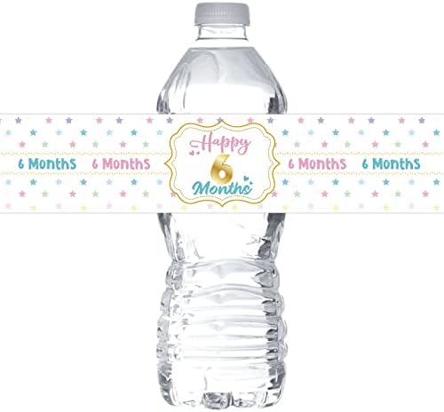 MonMon & Craft Етикети и за етикети за бутилки с вода Happy 6 месеца / Етикети за бутилки в деня на раждането на детето на 6