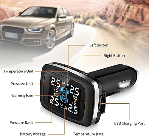 XJJZS Автомобили ГУМИТЕ, Система за контрол на налягането в гумите Сензор USB-Порт за Автомобилна Аларма за Сигурност Запалката Цифрова Система Система за контрол на н