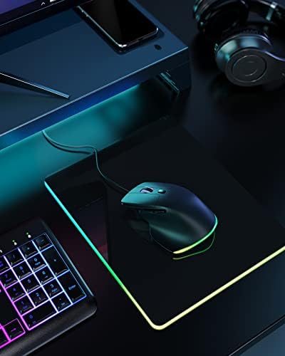 Жичен RGB Мишка за лаптоп, Ергономична мишка за компютър, на Тихо щракване, ниво 4 DPI, 7 Бутона, светодиодна подсветка,