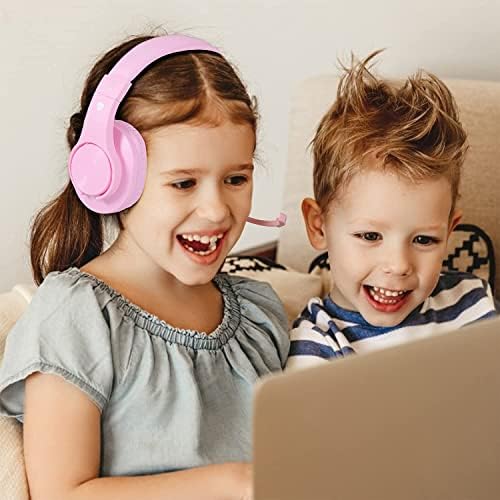 Детска слушалки за PS5, PS4, Xbox, PC, Детски Слушалки с микрофон за ученически пособия,Розови слушалки с Кабел за