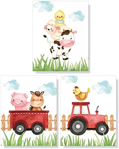 Стенен декор, щампи с участието на селскостопански животни, плакати с декор на детска стая на стая, естетически акварели
