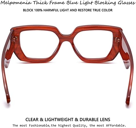 Очила Melpomenia в Дебелото Рамка от Синя Светлина за Жени И Мъже, Модни Квадратни Компютърни Игри Очила с Прозрачни Лещи