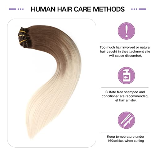 Шнола за коса разширения Sindra от Истински човешки коси 22 инча-120 г 6шт Пепеляво-кафява до платинена блондинка
