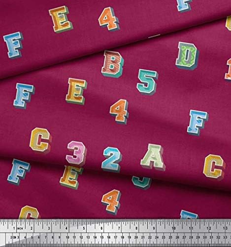 Плат от futon трикотаж Soimoi с цифри и алфавитами, текст на тъкани отпечатано на ярде ширина 58 см
