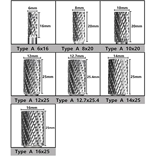 Двоен Силует на Въртяща се напильники за Метал с Диаметър, 12-25,4 мм, 6 мм, Опашка от волфрамов карбид с заусенцами