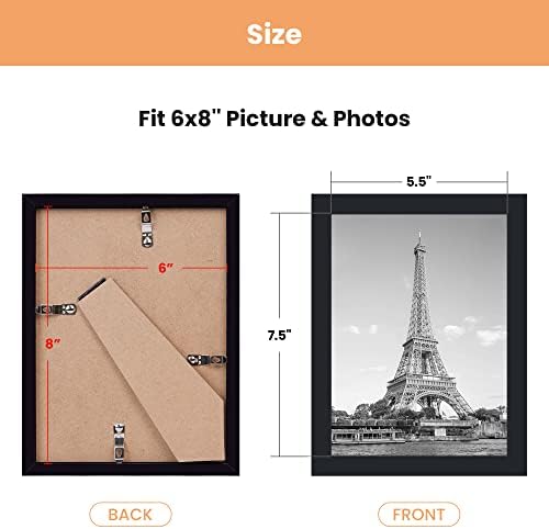 проста Рамка за снимки 6x8, Коллажная фото рамка със Стъкло с висока разделителна способност, 5 Опаковки Мультирамок за стени