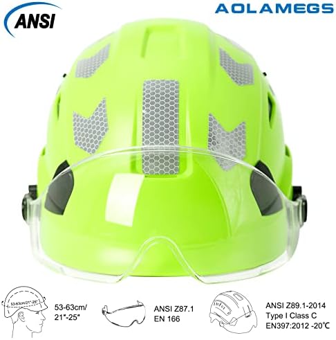 AOLAMEGS Строителна Защитно вафен - Одобрени от ANSI Z89.1 Предпазни каски с козирка и слушалки, Леки Отразяващи шлемове от ABS