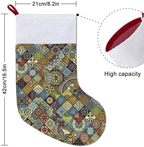 Каре Етнически Цветни Фигурки Персонализирани Коледни Чорапи Домашна Коледна Елха Висящи Украса За Камината