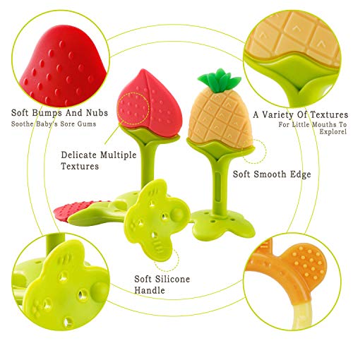 NEPAK 10 Опаковки на Детски Играчки За никнене на млечни зъби, Силиконови Детски Прорезыватели в формата на плодове,