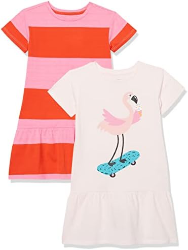 Плетени рокли-ризи свободно cut с къси ръкави в пятнистую рисувай зебра за момичета и деца, комплект от 2