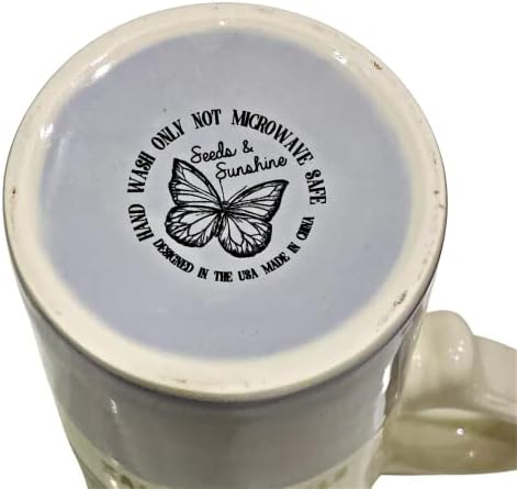 Керамична чаша с тънка глазура във формата на пеперуда и Светлячка с капачка за пиене | Надпис: ОСТАНЕТЕ ПОЗИТИВНИ