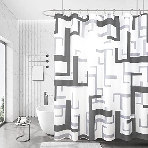 Завеса за душ Сиво-Бели Завеси За душ Модерен Геометричен Комплект Завеса за душ от Вафла Текстурирани плат Завеса