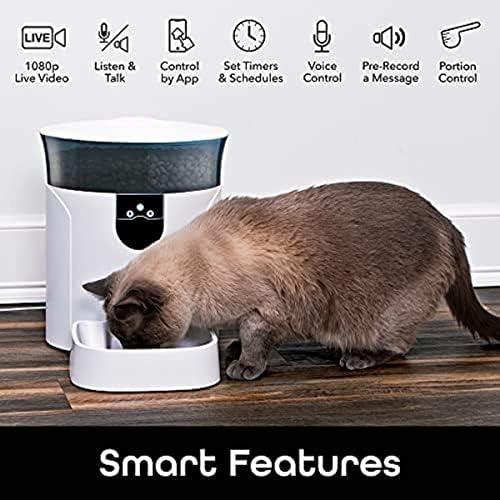 Умна ясла, автоматичен фидер на домашни кучета и котки, управление по Wi-Fi, съвместимо с Alexa и Google Home