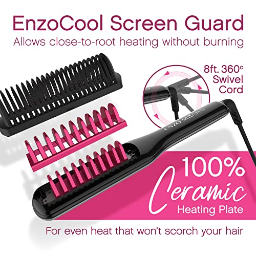Enzo Milano - SX ENZOcool Професионална електрическа топла гребен 2 в 1, Преси за коса с нагорещени в корените